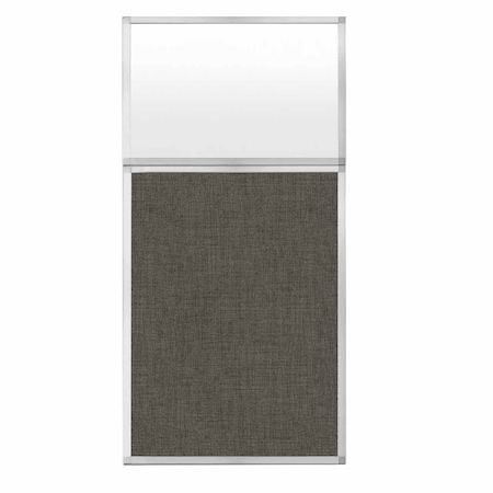 Versare Hush Panel Configurable Cubicle Partition 3' x 6' W/ Window Mocha Fabric Frosted Window 1812505-3